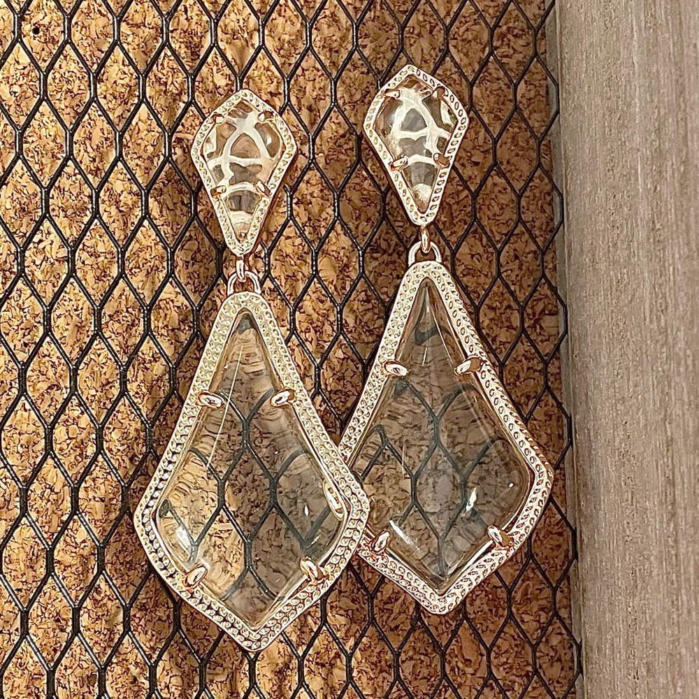 Kendra Scott Rose Gold Clear Glass Alexa Drop Earrings